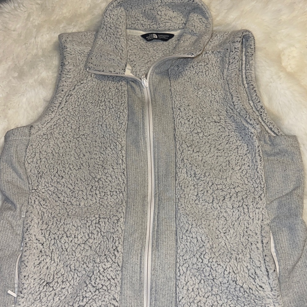 The North Face Heather Gray Sherpa Vest